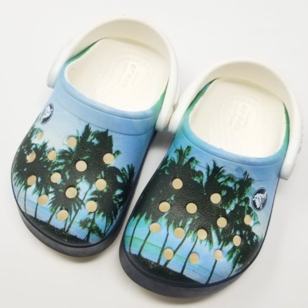 Beach retired design kids crocs palm tree